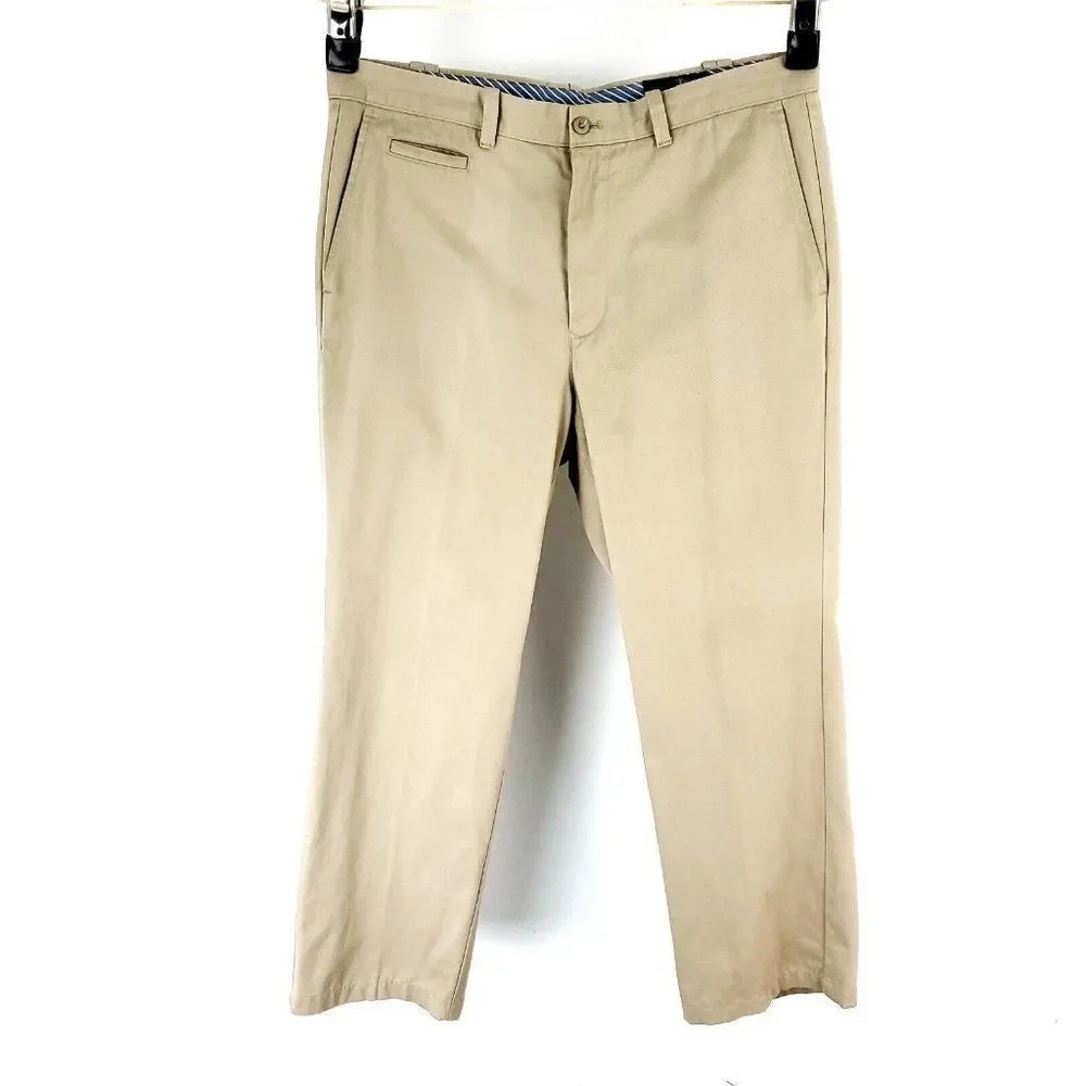 Hart Schaffner Marx Cotton Chino Pants 36/30‎ Tan Flat Front Mid Rise